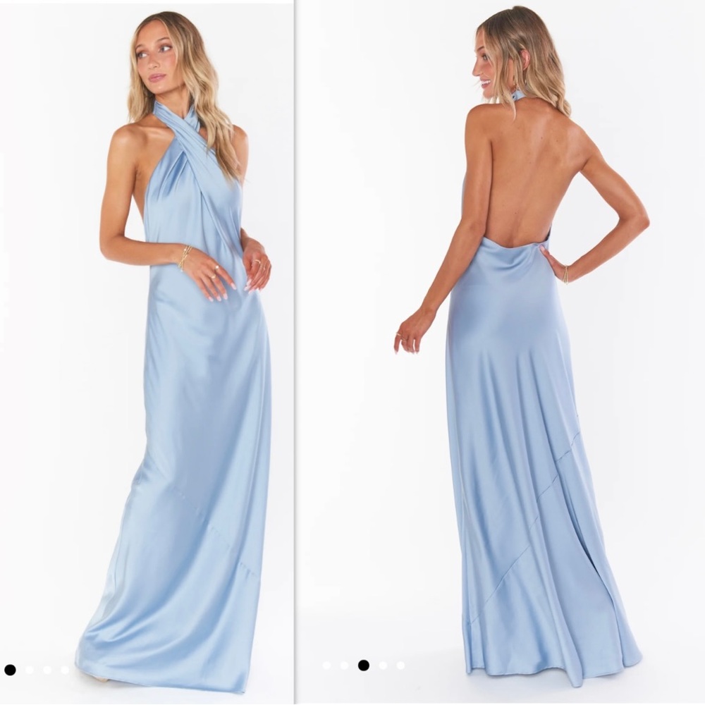 Show Me Your Mumu Jasmine Halter Maxi Dress - Steel Blue